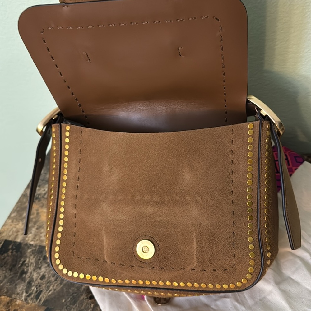 Tory Burch Sawyer Stud Small Suede Shoulder Bag - Picture 5 of 12